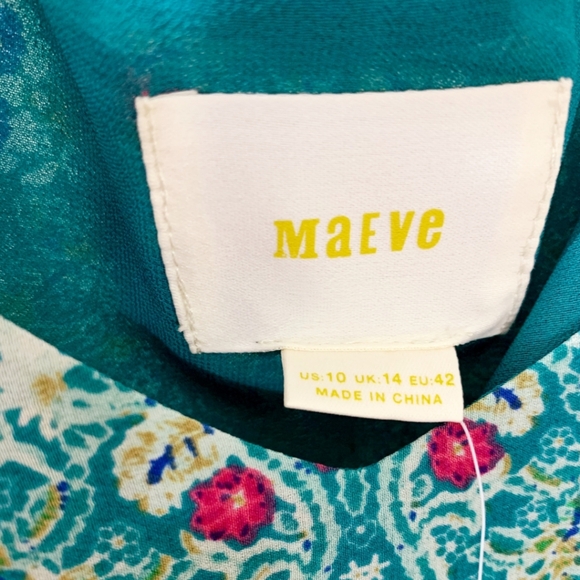 NWT ANTHROPOLOGIE Maeve Meret Silk Green Floral Paisley Tunic Top, size 10 - Picture 5 of 12